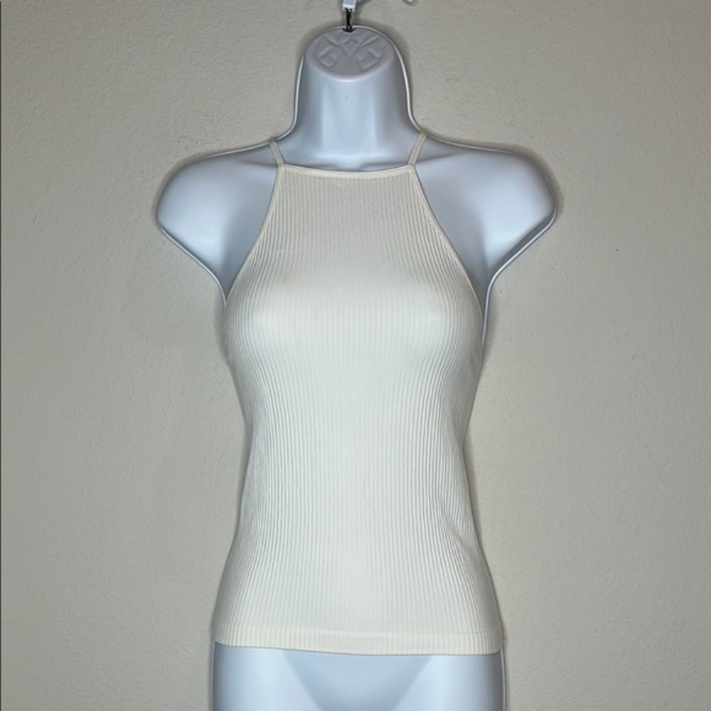 Elegant Cream Ribbed Tank Top